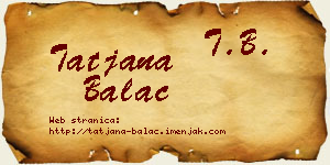 Tatjana Balać vizit kartica